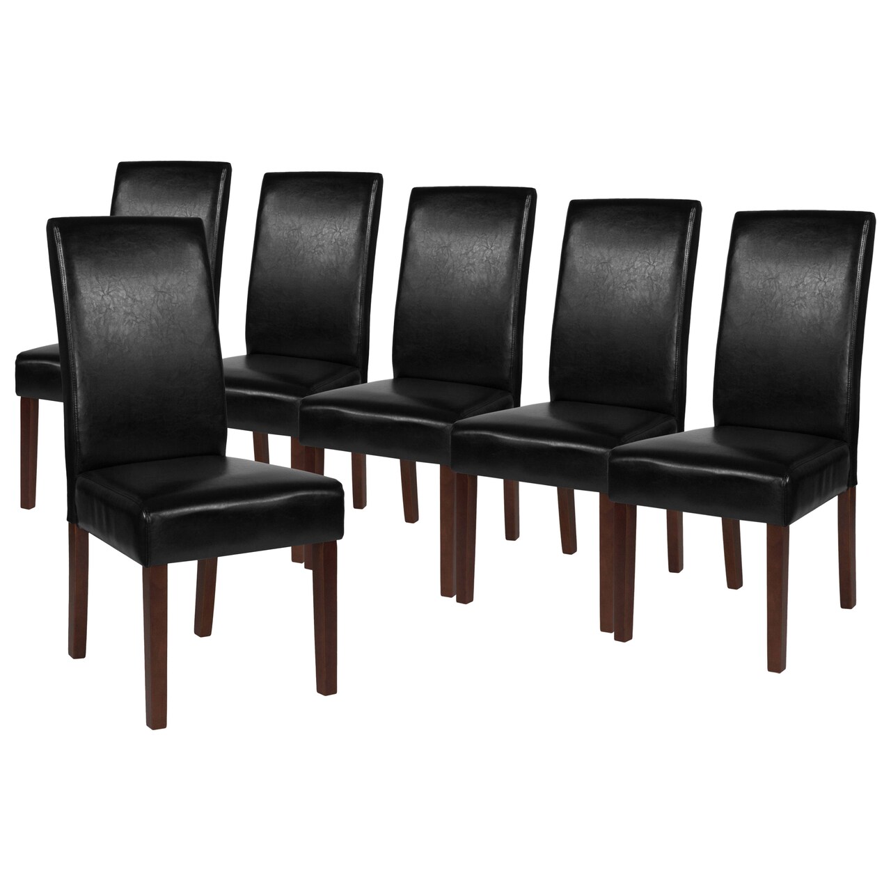 Merrick Lane Ellison Mid-Century Panel Back Parsons Accent Dining Chair - Set of 6